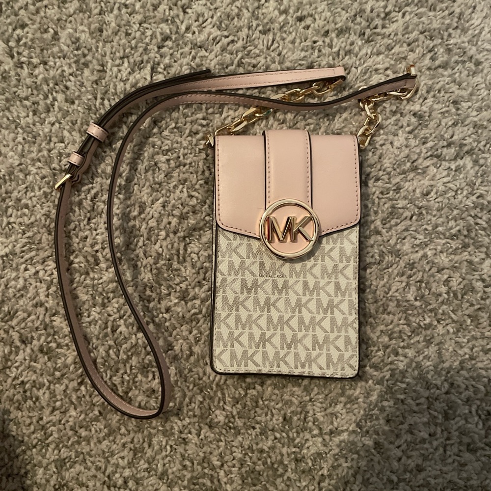 Michael Kors Blush and Gray Logo Crossbody